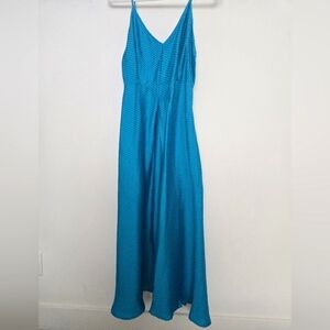 FRNCH Paris bright blue elegant maxi dress adjustable straps pockets Medium